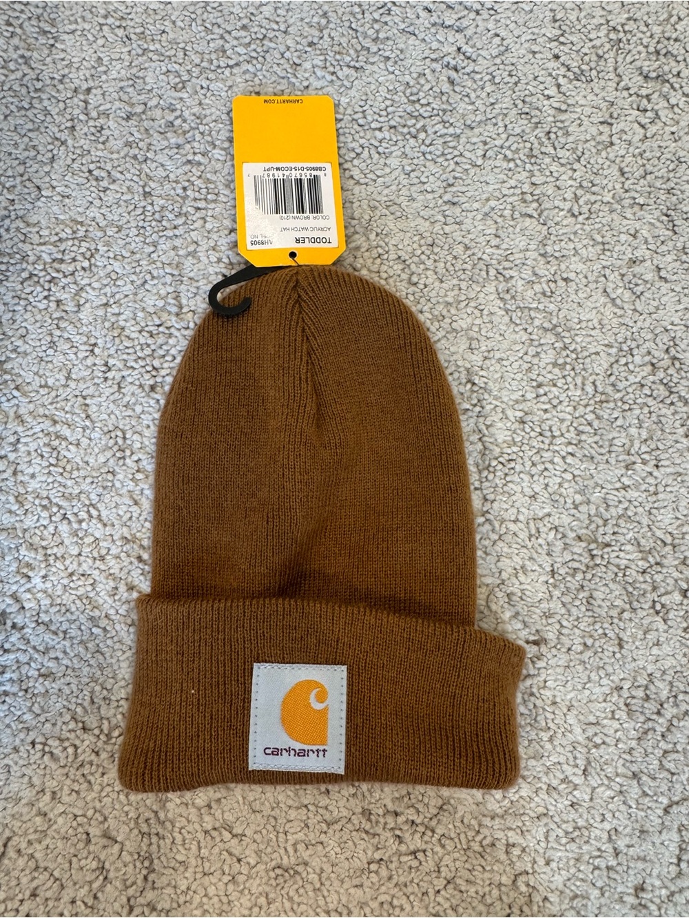 Carhartt Brown Toddler Knit Watch Hat with Logo Tag